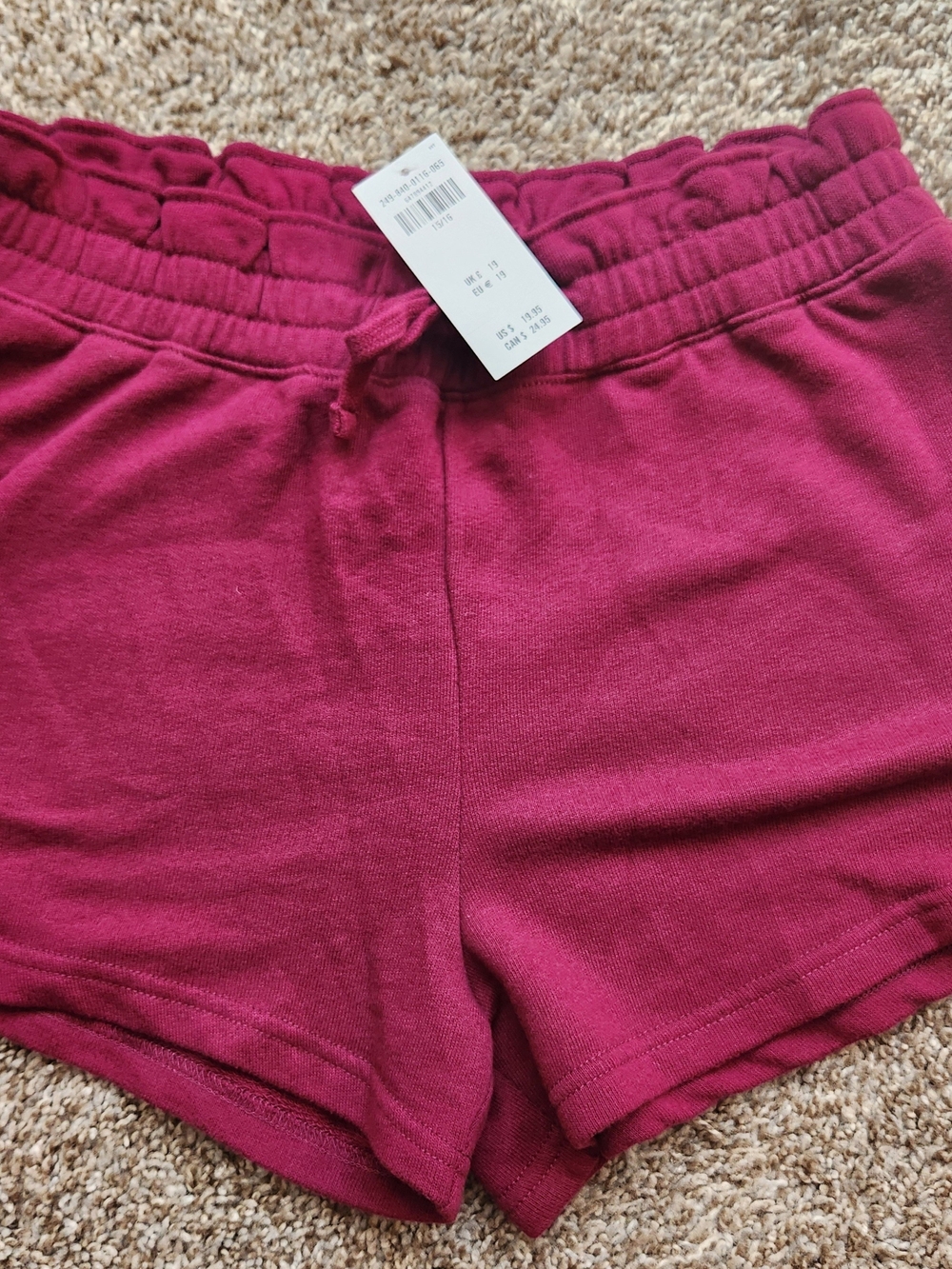 Abercrombie Girls Berry Drawstring Knit Athletic Shorts NWT